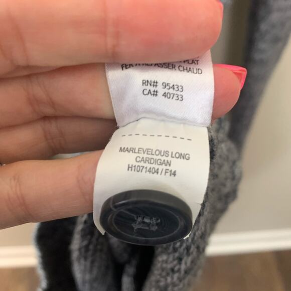 Horny Toad Marvelous Long Merino Wool Gray Long Sleeve Cardigan - Picture 5 of 6